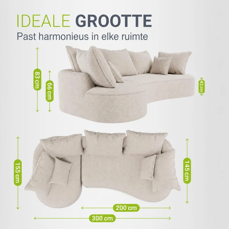 Sofa Tirano mit Ottomane & Dekokissen