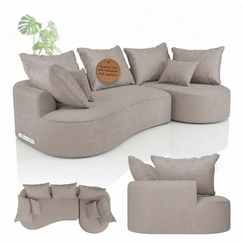 Sofa Tirano mit Ottomane & Dekokissen