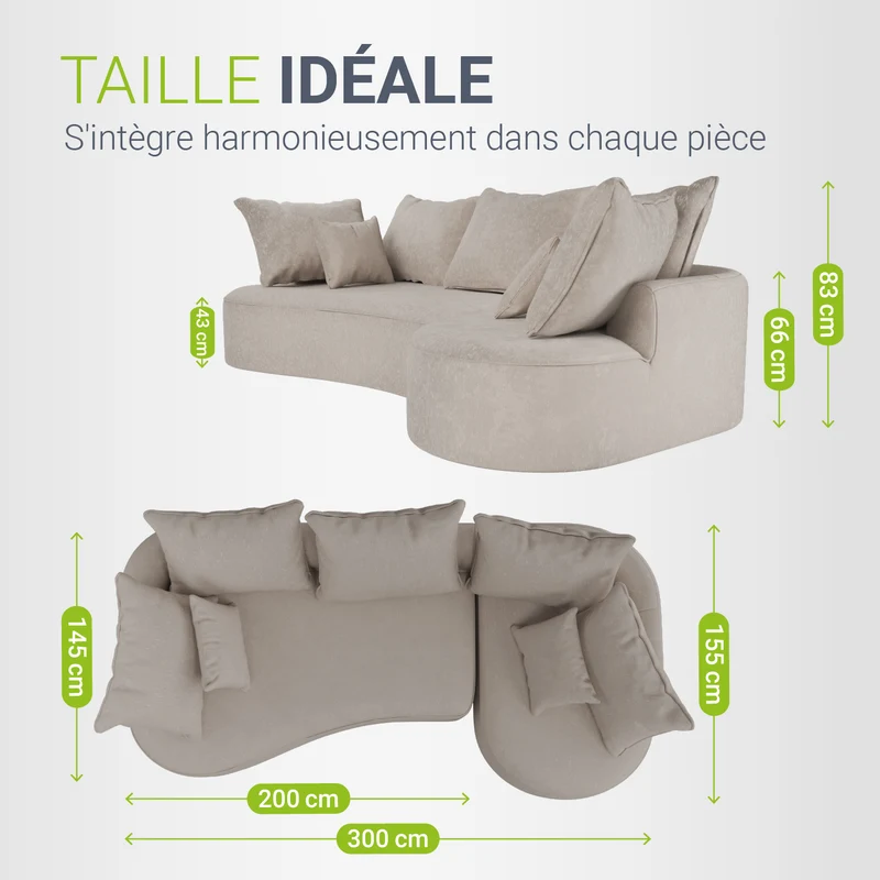 Sofa Tirano mit Ottomane & Dekokissen