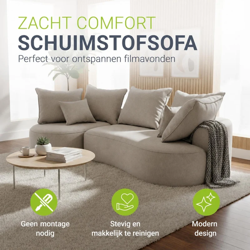 Sofa Tirano mit Ottomane & Dekokissen