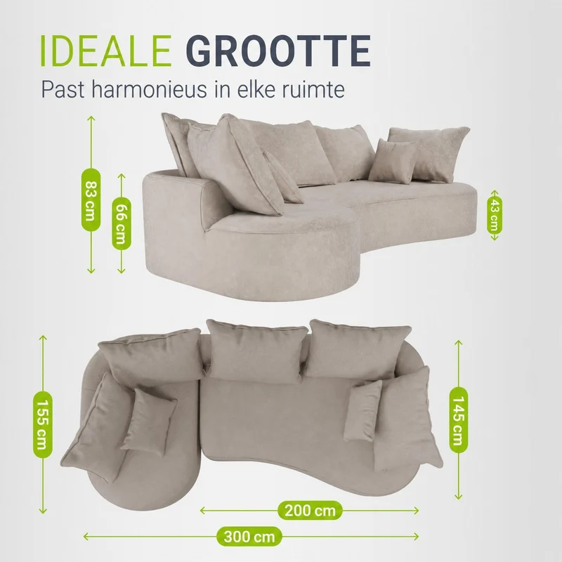 Sofa Tirano mit Ottomane & Dekokissen