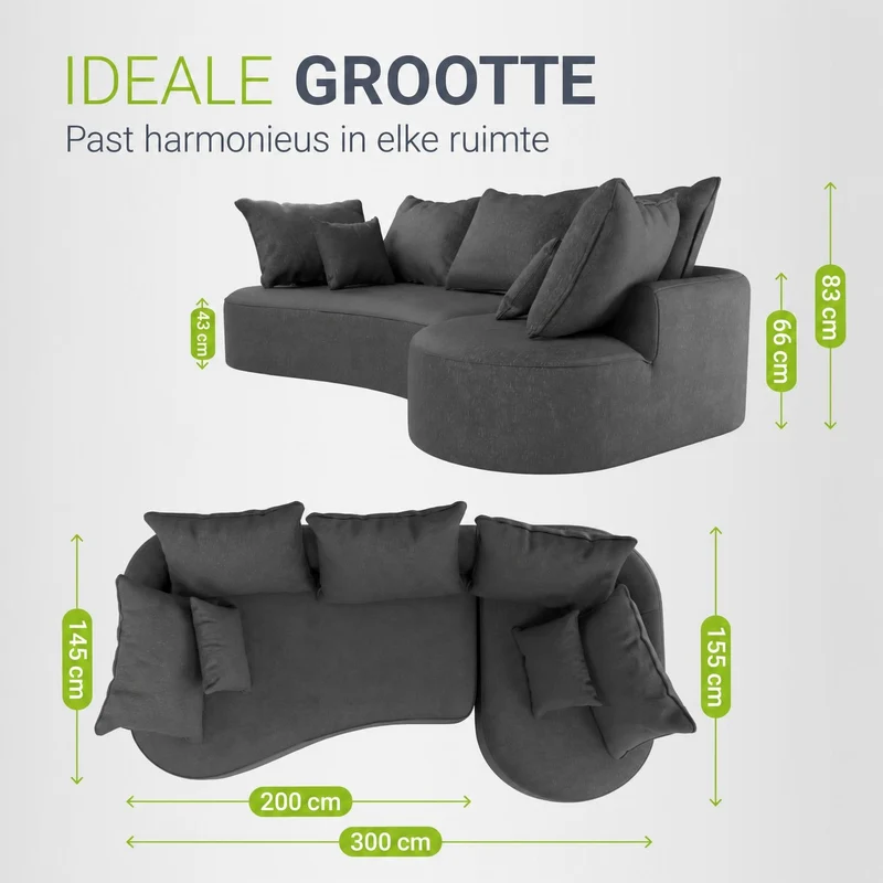 Sofa Tirano mit Ottomane & Dekokissen