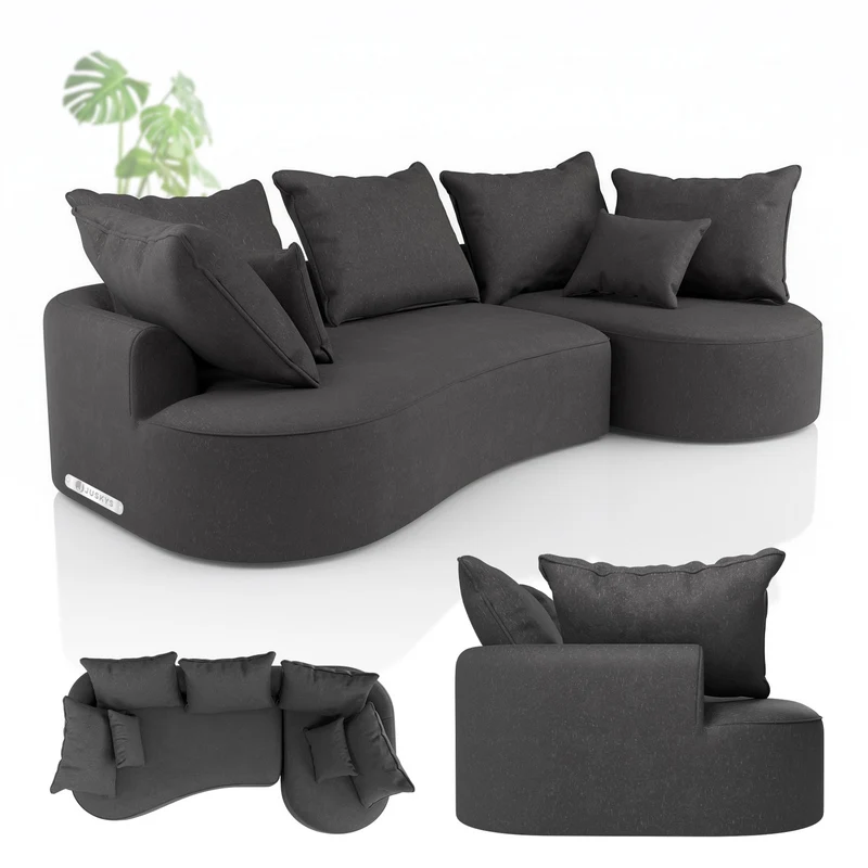 Sofa Tirano mit Ottomane & Dekokissen