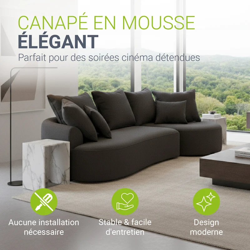 Sofa Tirano mit Ottomane & Dekokissen