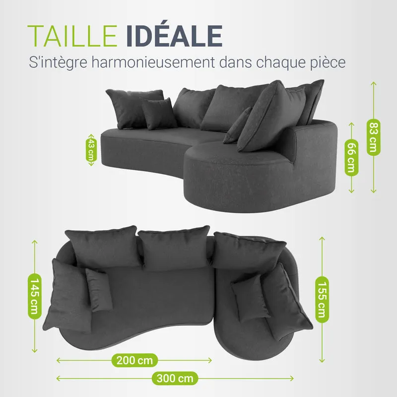 Sofa Tirano mit Ottomane & Dekokissen