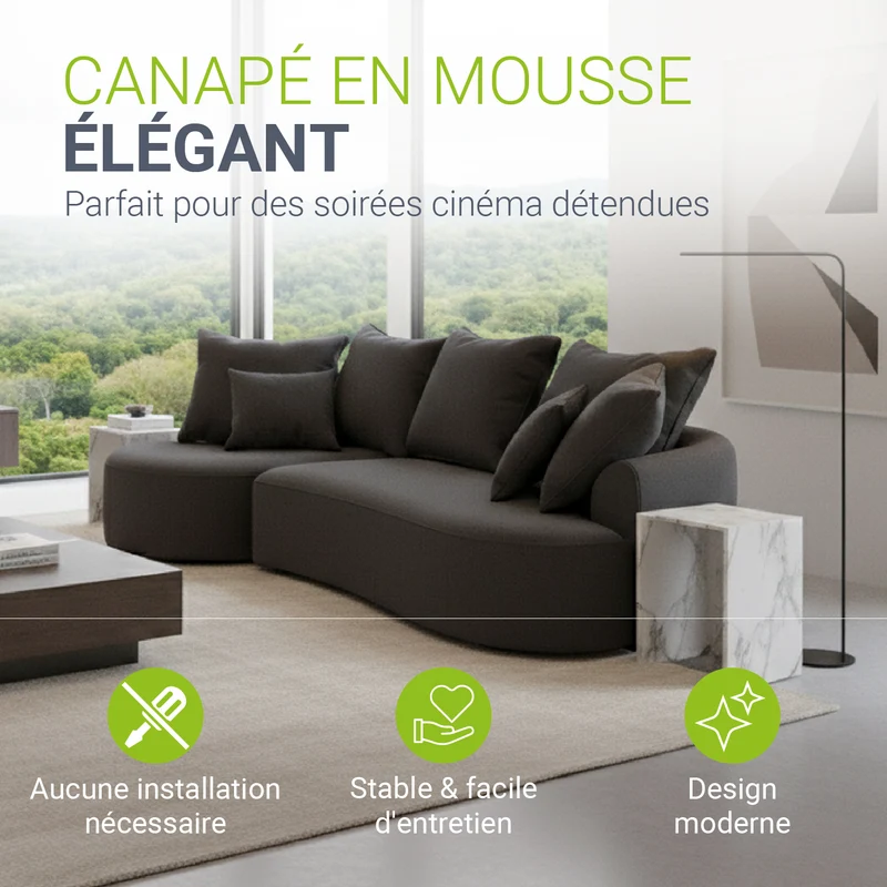 Sofa Tirano mit Ottomane & Dekokissen