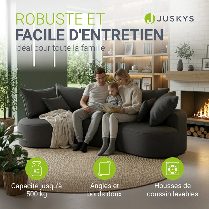 Sofa Tirano mit Ottomane & Dekokissen