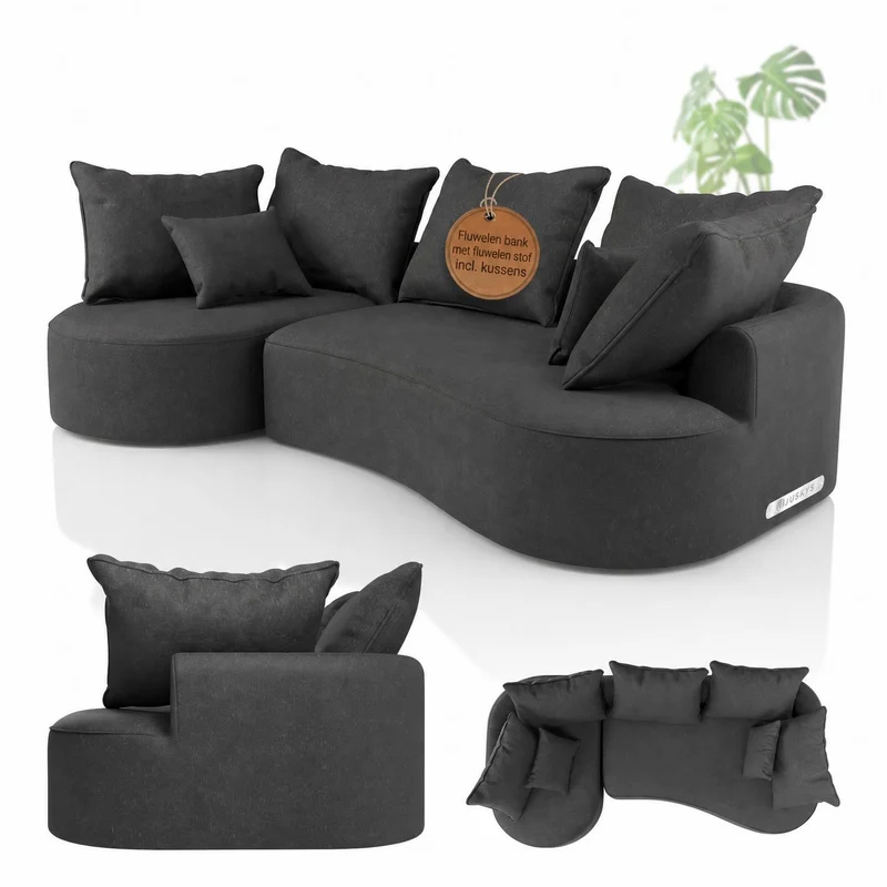 Sofa Tirano mit Ottomane & Dekokissen