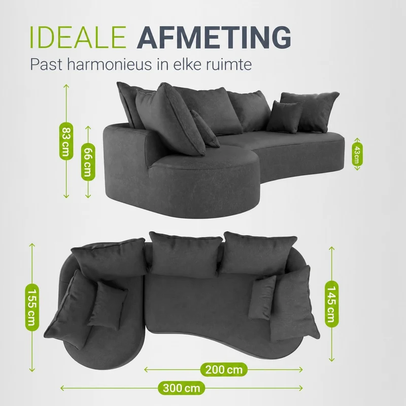 Sofa Tirano mit Ottomane & Dekokissen