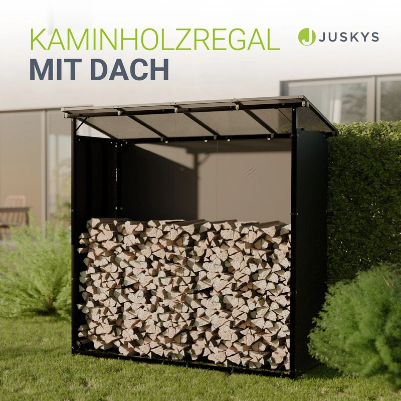 Kaminholzregal außen mit Dach