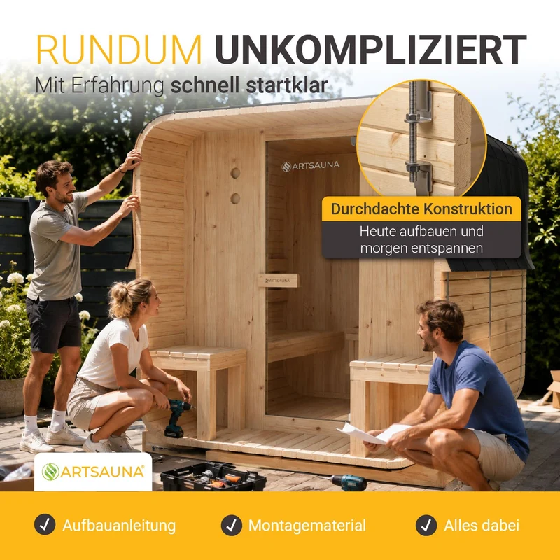 Fasssauna quadratisch Nolvik