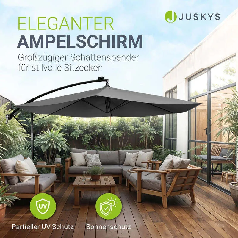 B-Ware Ampelschirm Garten Ampelschirm Brazil Sonnenschirm mit Kurbel grau 300cm Ø