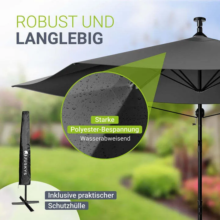 B-Ware Ampelschirm Garten Ampelschirm Brazil Sonnenschirm mit Kurbel grau 300cm Ø