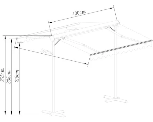 B-Ware Markiso Standmarkise Mobile Markise Sonnenschutz 4x3 Stoff Gestell RAL 7015
