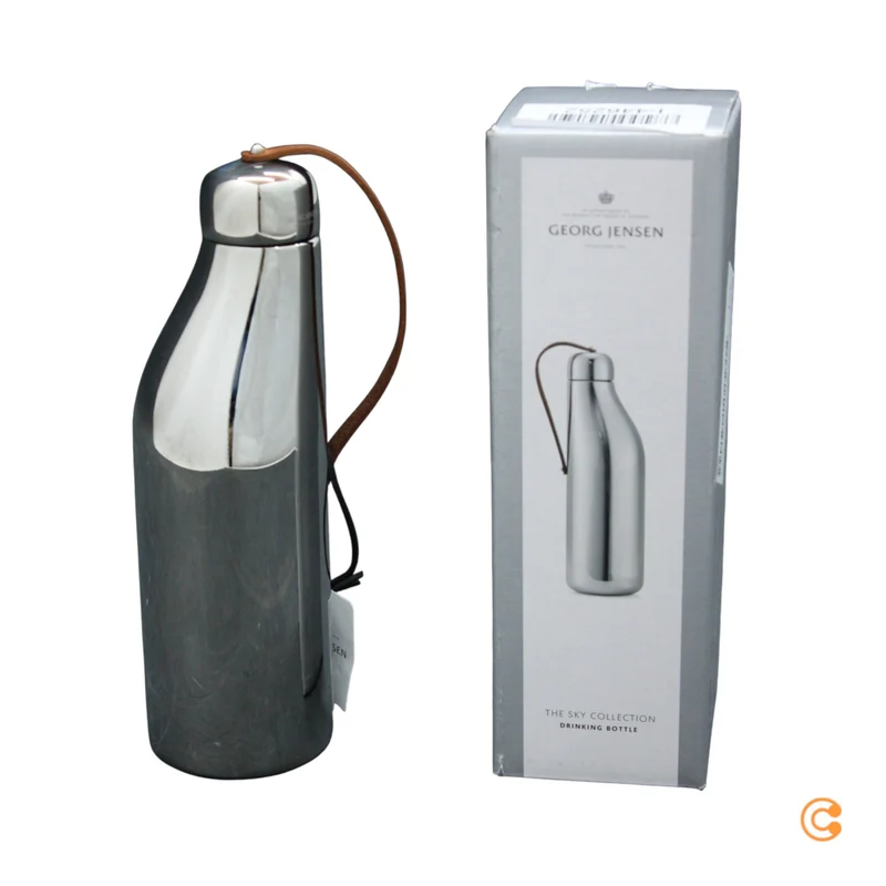 B-Ware Georg Jensen Trinkflasche Flasche Sky Edelstahl Lederband 500 ml SIEHE TEXT/FOTO