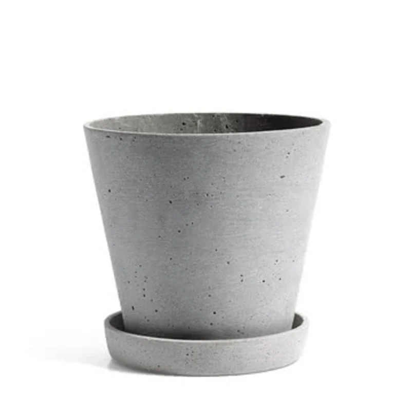 B-Ware HAY Blumentopf Übertopf Blumentopf mit Untersetzer grau Polystone groß