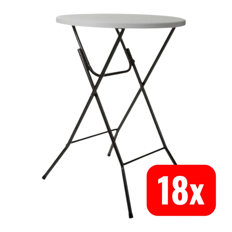 18x B-Ware Perel Stehtisch Campingmöbel Partytisch Gartentisch bis 80kg Weiß 18 STÜCK