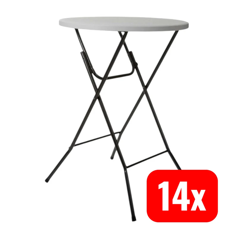 14x B-Ware Perel Stehtisch Campingmöbel Partytisch Gartentisch Weiß bis 80 kg 14 STÜCK