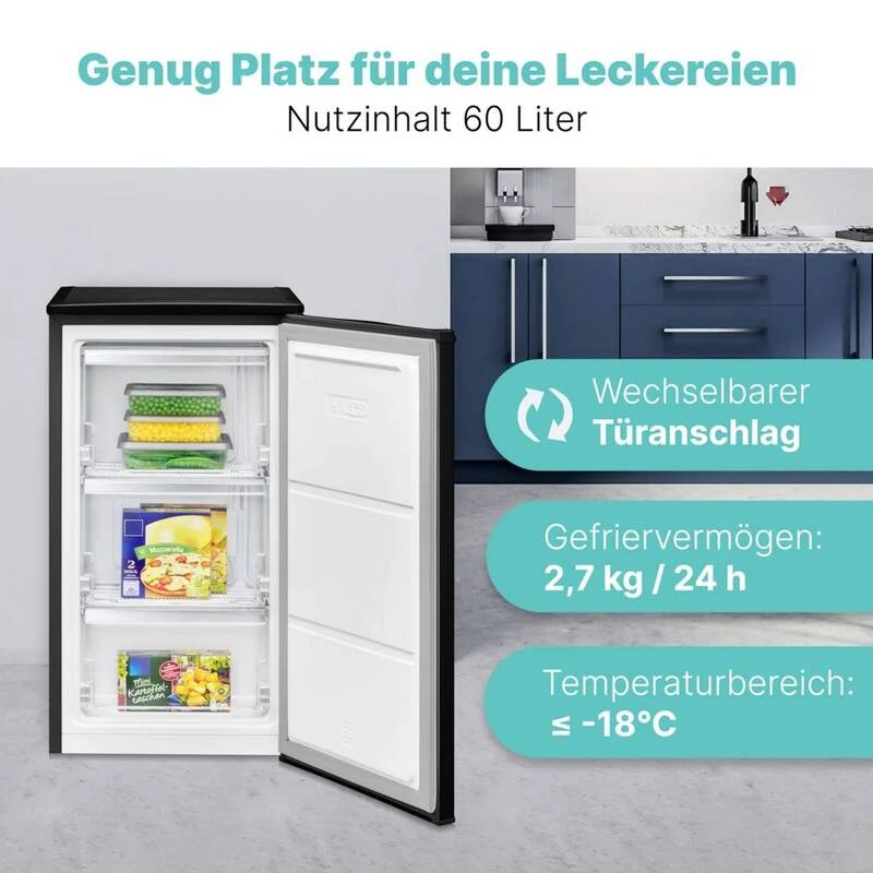 Bomann GS 7256 Gefrierschrank Tiefkühler schwarz 45cm E 60L 60W SIEHE TEXT/FOTO