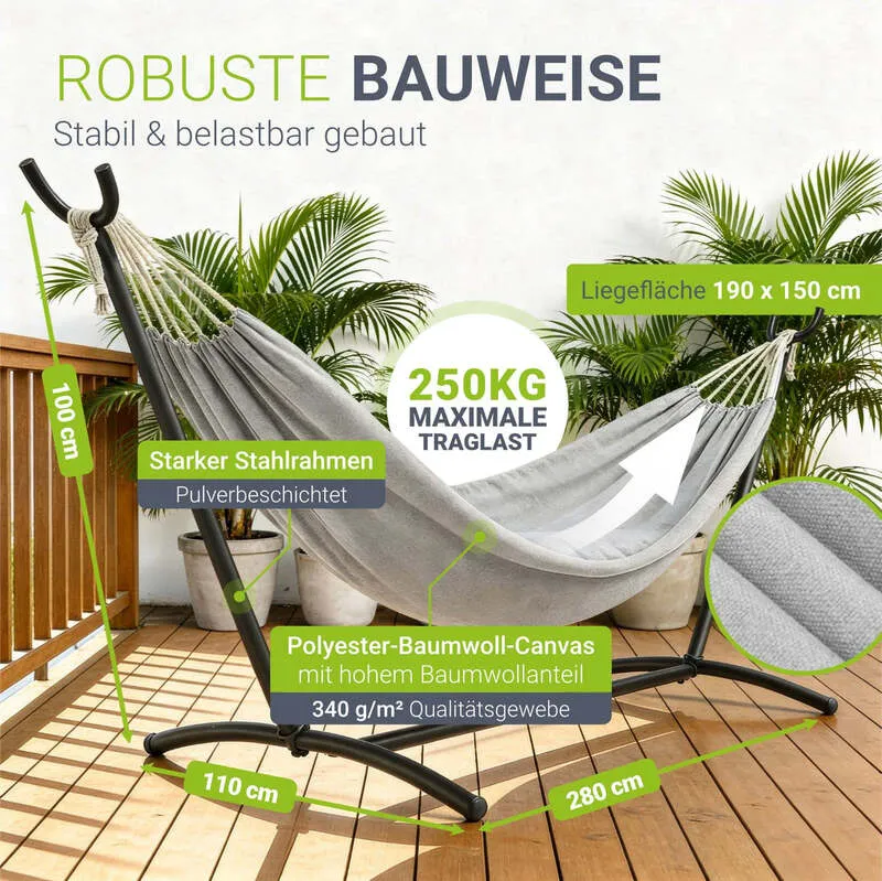 B-Ware Hängematte Paya Mobile Outdoor Hängematte mit Tragetasche und Gestell grau