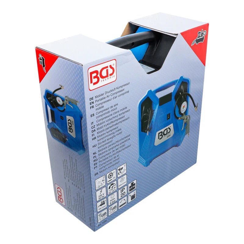 B-Ware BGS technic Druckluft Kompressor 3386 tragbar 1100W 8bar 180l/min Adapter-Set