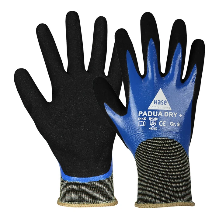 4x B-Ware Hase Montagehandschuhe Arbeitshandschuhe Padua Dry+ Nylon Gr 9 schwarz 40 PAAR