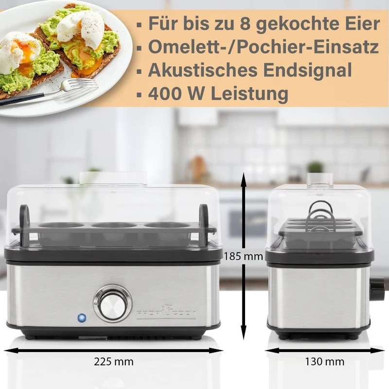B-Ware ProfiCook Eierkocher Eierbereiter Omelett Pochierer Einsatz 8Eier Edelstahl