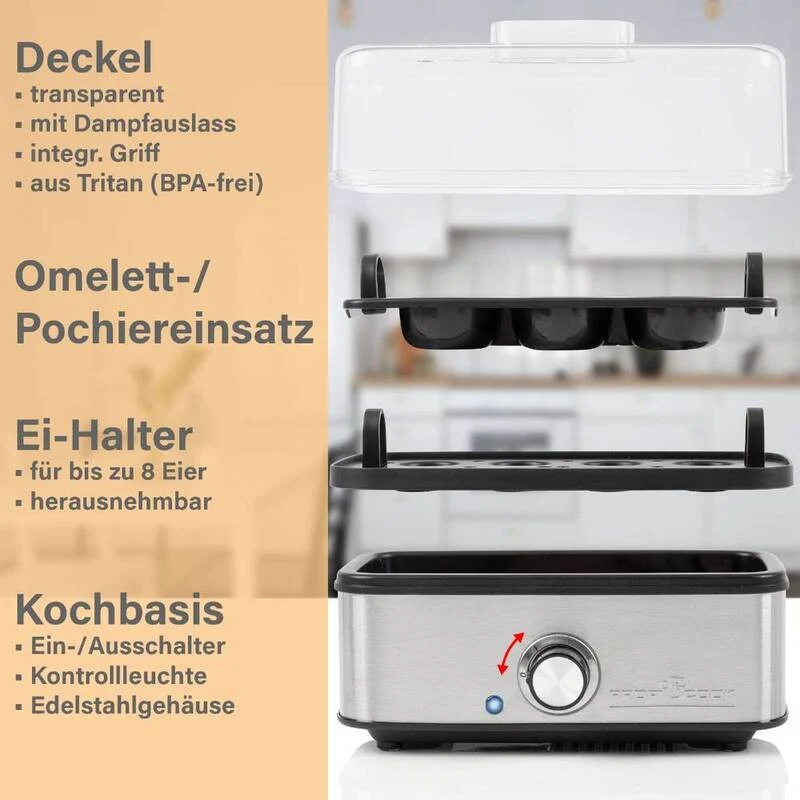 B-Ware ProfiCook Eierkocher Eierbereiter Omelett Pochierer Einsatz 8Eier Edelstahl
