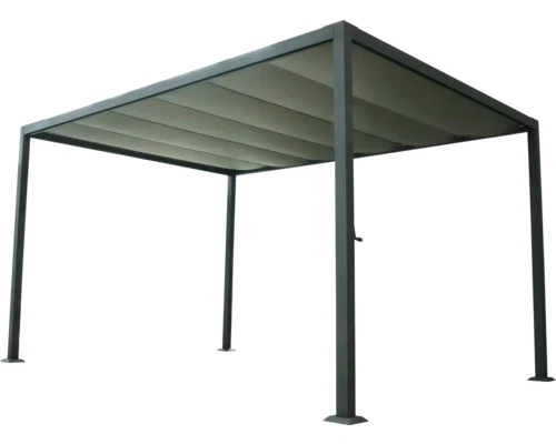 B-Ware GARDEN PLACE Pavillon Gartenpavillon Aluminium grau Terrasse Sonnenschutz 3x4 m