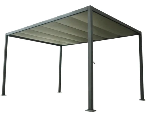B-Ware GARDEN PLACE Pavillon Gartenpavillon Aluminium grau Terrasse Sonnenschutz 3x4 m