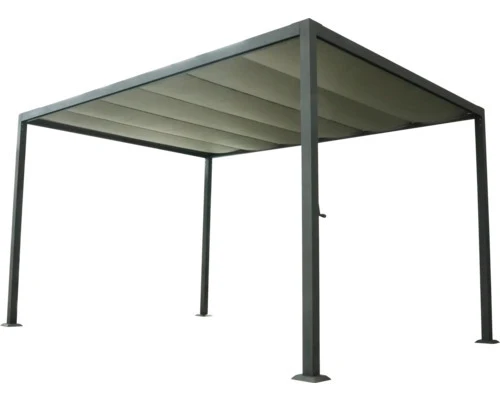 B-Ware GARDEN PLACE Pavillon Gartenpavillon Aluminium grau Terrasse Sonnenschutz 3x4 m