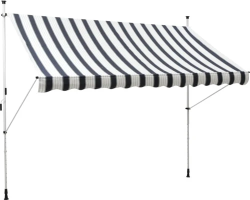 B-Ware Klemmmarkise Balkonmarkise Markise Polyester Streifen Blau Weiß Signalweiß