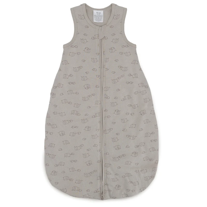 B-Ware LITTLE ONE Schlafsack Strampelsack Elephant Grey Bio Baumwolle ärmellos 80 cm