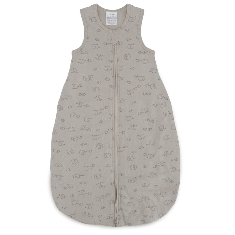 B-Ware LITTLE ONE Schlafsack Strampelsack Elephant Grey Bio Baumwolle ärmellos 80 cm