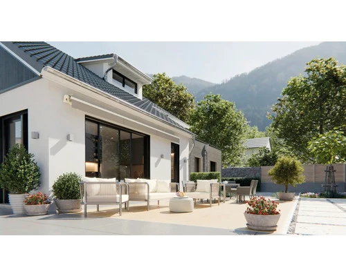 B-Ware Markise Sonnenschutz Gelenkarmmarkise Lotus Stoff Beige Gestell Perlweiß
