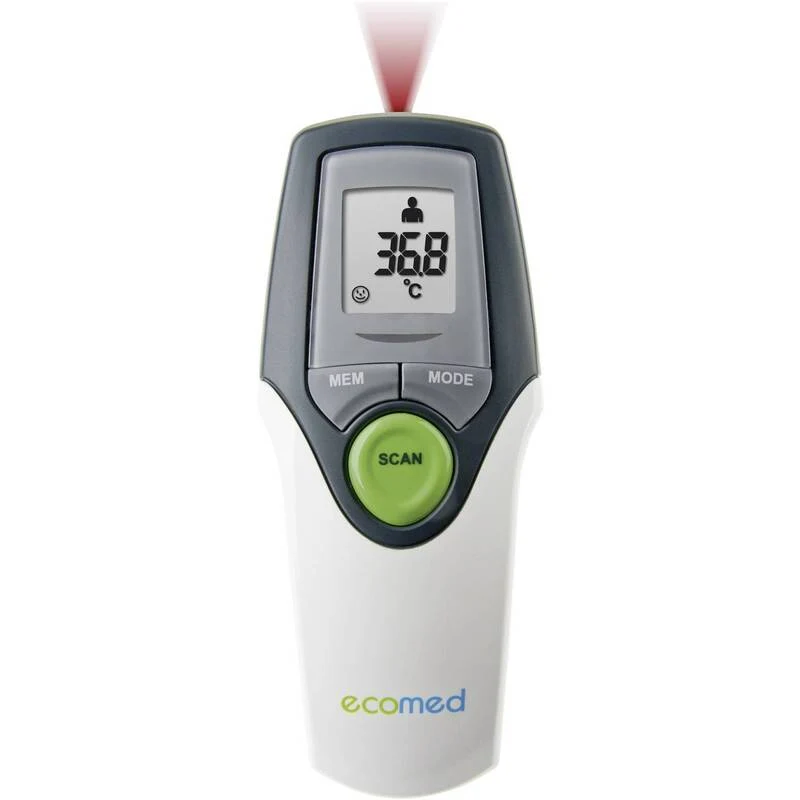 B-Ware Ecomed Fieberthermometer Infrarot Stirn Thermometer Schläfe TM-65E Weiß Grau
