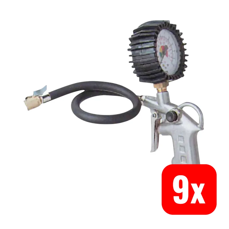 9x B-Ware GÜDE Druckluft Reifenfüller Luftdruckprüfer Reifenfüller Alu 0–12 bar 9 STÜCK