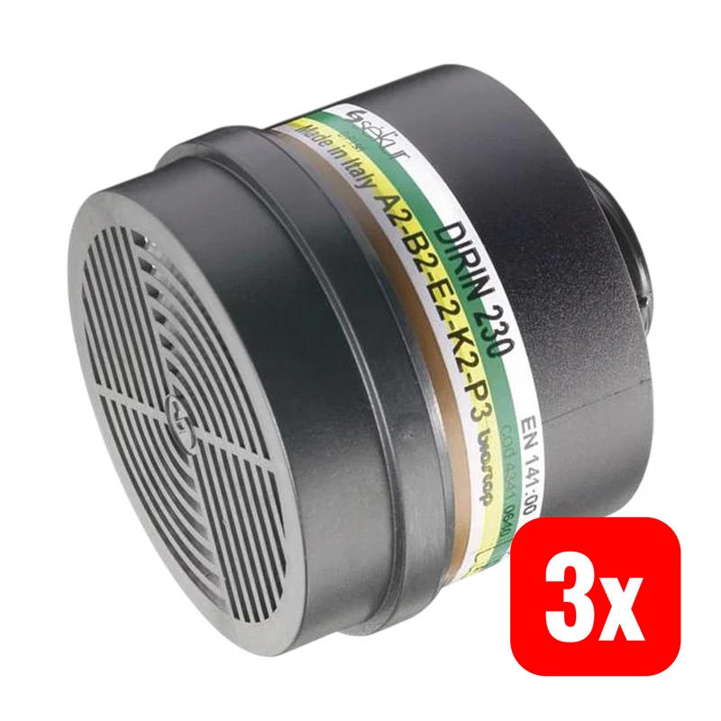 3x B-Ware Ekastu Mehrbereichsfilter Kombifilter Gasmaske A2B2E2K2P3 Kunststoff 3 STÜCK