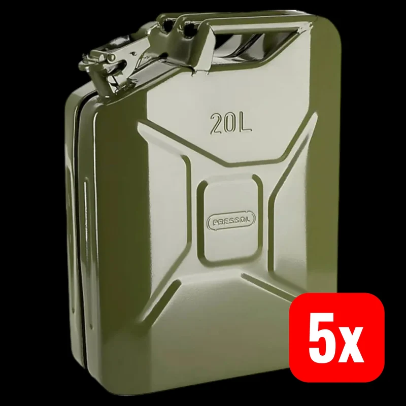 5x B-Ware Pressol Kraftstoffkanister Benzinkanister 20 L Stahlblech olivgrün UN 5 STÜCK