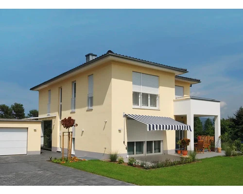 B-Ware Gelenkarmmarkise 3x2,5m blau/weiß UV-beständig für Balkon Terrasse