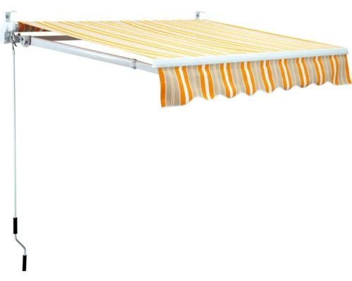 B-Ware Gelenkarm-Markise 3x2,5m PE Lotuseffekt Orange-Grau-Weiß für Balkon Terrasse