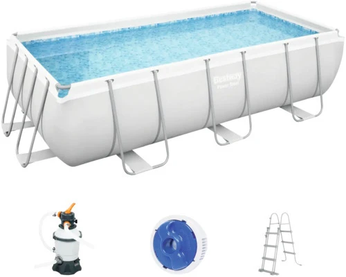 B-Ware Bestway Aufstellpool Framepool Gartenpool 404x201x100cm grau inkl Filter Leiter