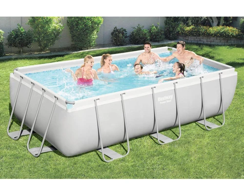 B-Ware Bestway Aufstellpool Framepool Gartenpool 404x201x100cm grau inkl Filter Leiter