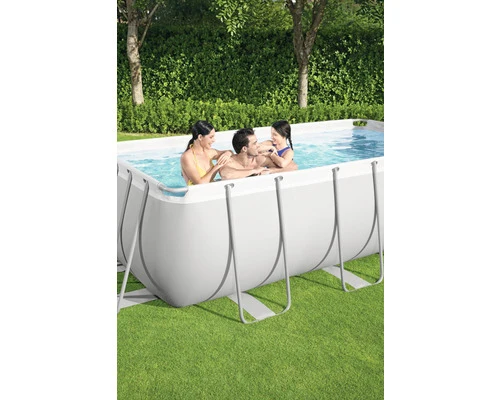 B-Ware Bestway Aufstellpool Framepool Gartenpool 404x201x100cm grau inkl Filter Leiter