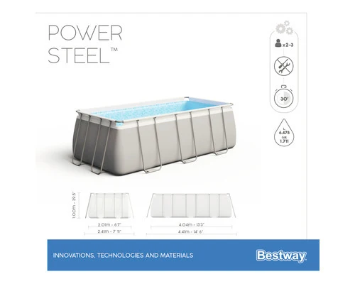 B-Ware Bestway Aufstellpool Framepool Gartenpool 404x201x100cm grau inkl Filter Leiter