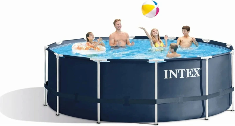 B-Ware Intex Frame Pool Rondo 366x122cm Schwimmbecken mit Leiter für Garten und