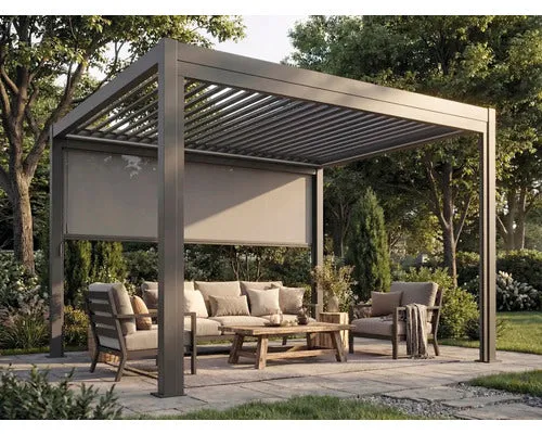 B-Ware Pergola Set 3x4 Lamellendach mit Beschattung für Garten Anthrazit