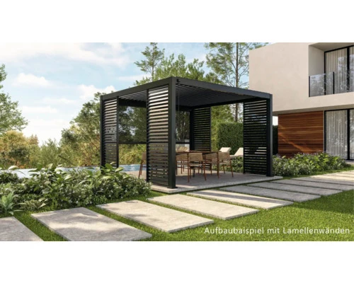B-Ware Pergola Set 3x4 Lamellendach mit Beschattung für Garten Anthrazit