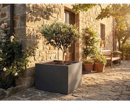 B-Ware Palatino Pflanzkübel Pflanzgefäß Clara Metall anthrazit UV-beständig 100x100cm