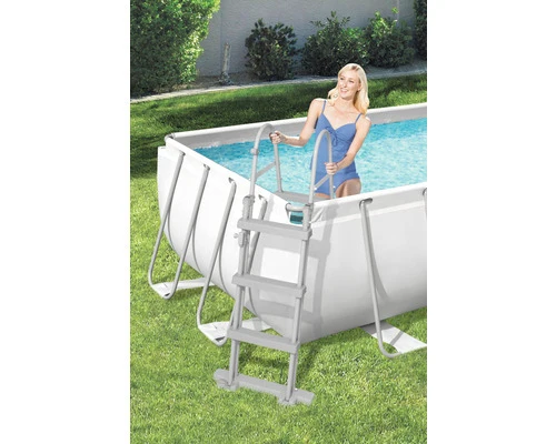 B-Ware Bestway Aufstellpool Framepool Gartenpool 404x201x100cm grau inkl Filter Leiter